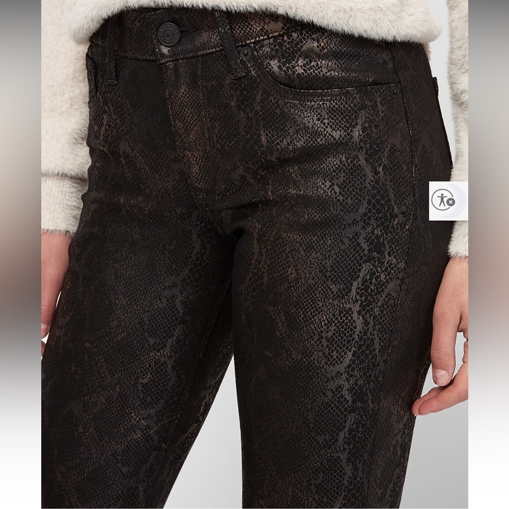 Express Black Snakeskin Skinny Pants